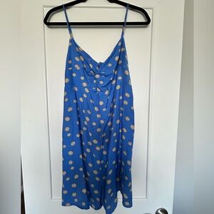 Lush Blue Polka Dot Twist Front Romper